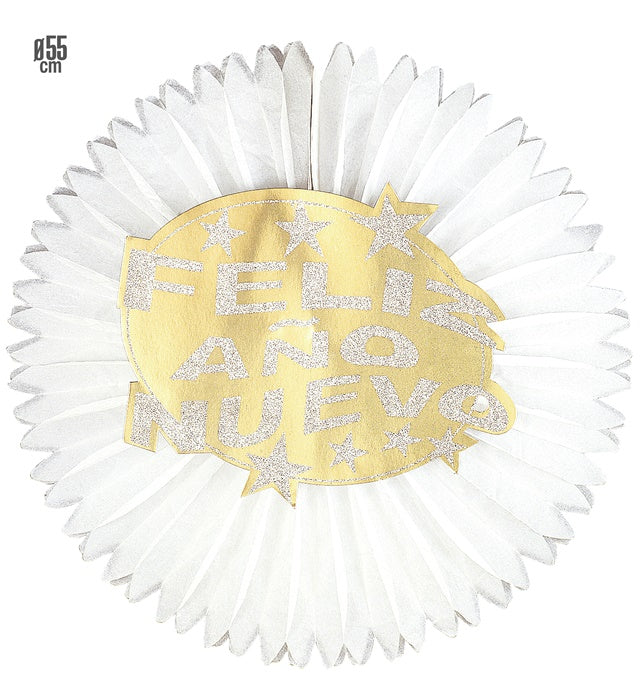  Feliz Año Nuevo Paper Fan Ø 55 Cm - Gold & Silver Ass.