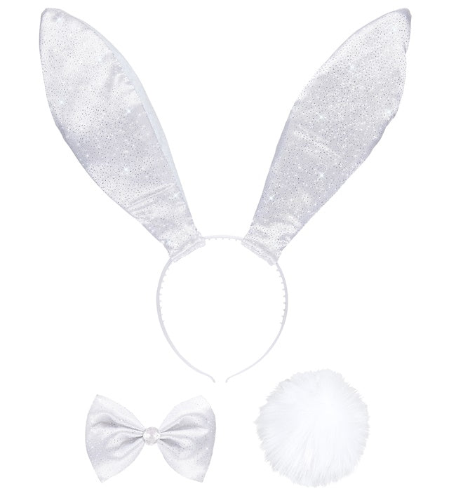 White  Bunny Dress-Up Set  Ears, Bow Tie, Tail 