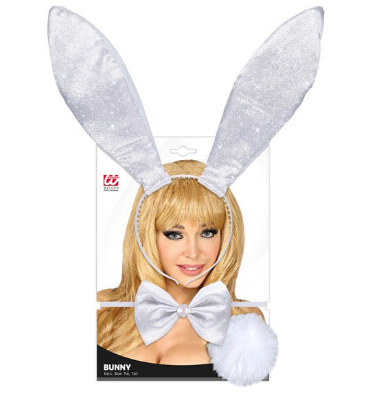 White  Bunny Dress-Up Set  Ears, Bow Tie, Tail 