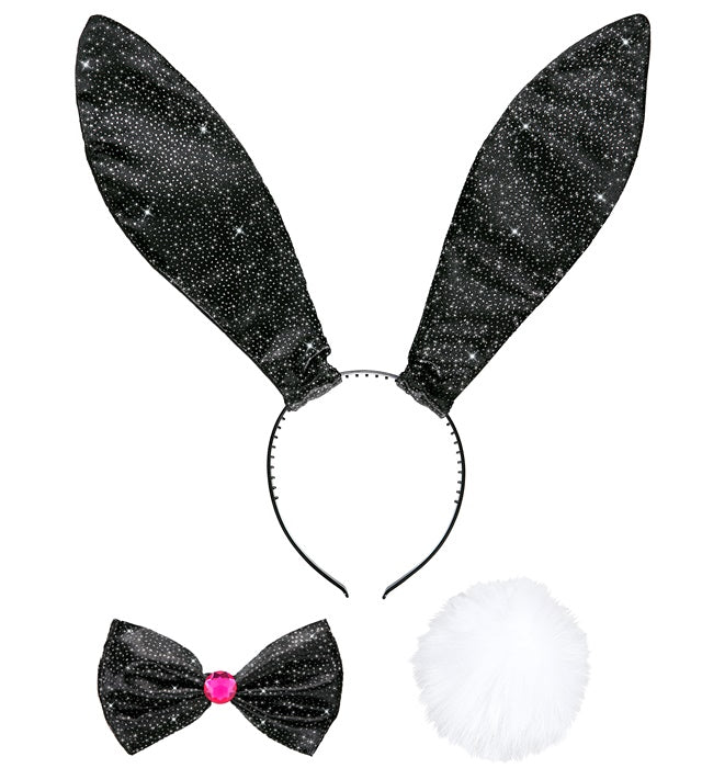Black  Bunny Dress-Up Set Ears, Bow Tie, Tail 