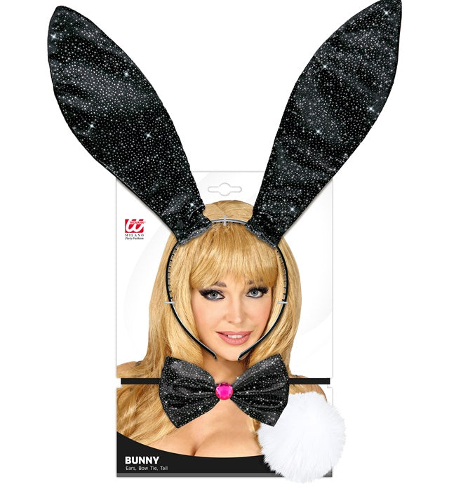 Black  Bunny Dress-Up Set Ears, Bow Tie, Tail 