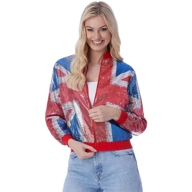 Union Jacket Sequin Bomber Adult Costume Vintage Style 1