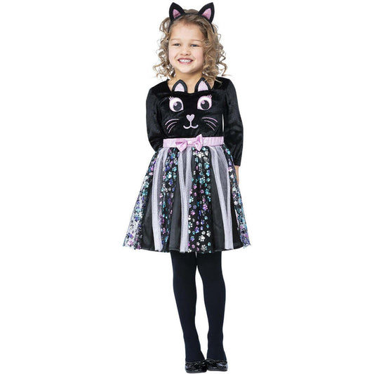 Cat Costume Child Black Pink Dress and Headband 1