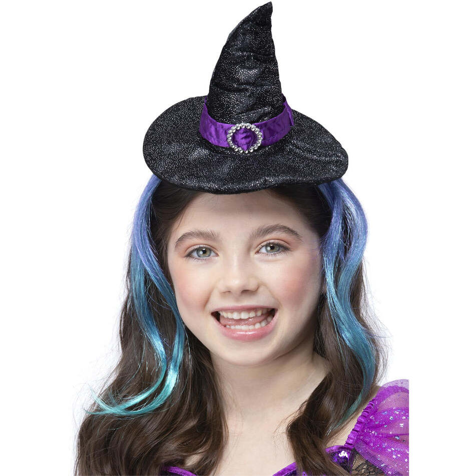Glitter Witch Hat Headband Black Purple Blue Hair 1