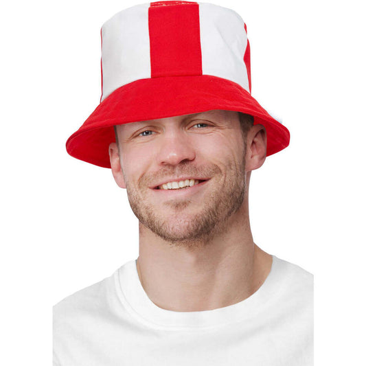 England Bucket Hat Adult White and Red 1