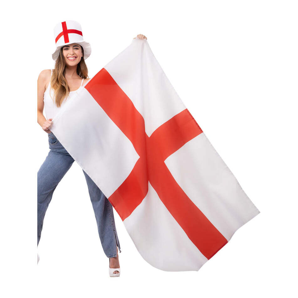 England Flag 5ft by 3ft White and Red St George Cross Party Banner 1