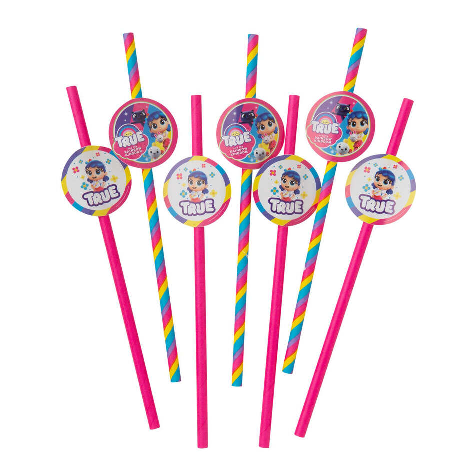 True and The Rainbow Kingdom Straws Pack of 16 19cm Childs Party Accessory 1
