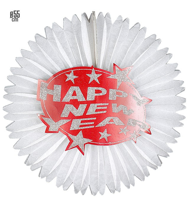 Red  Happy New Year Paper Fan Ø 55 Cm
