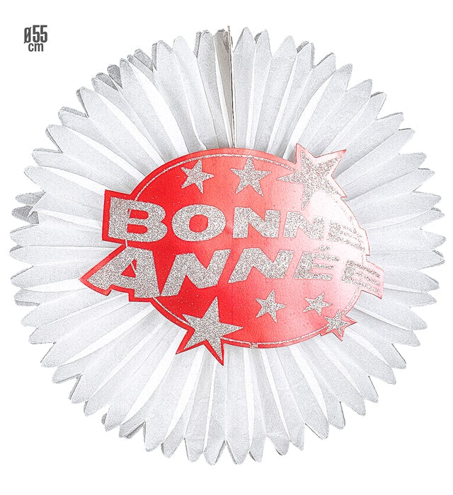 Red  Bonne Année Paper Fan Ø 55 Cm
