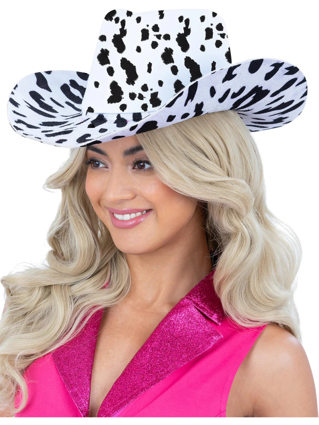 Cow Print Cowboy Hat with Cord Cowgirl Costume Accessory 2