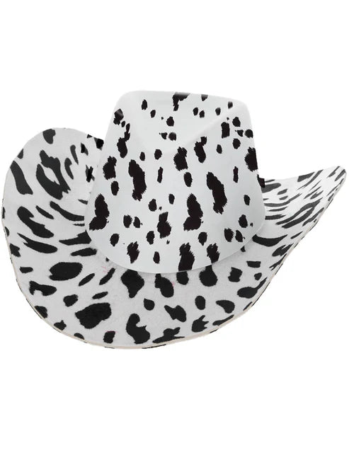 Cow Print Cowboy Hat with Cord Cowgirl Costume Accessory 3
