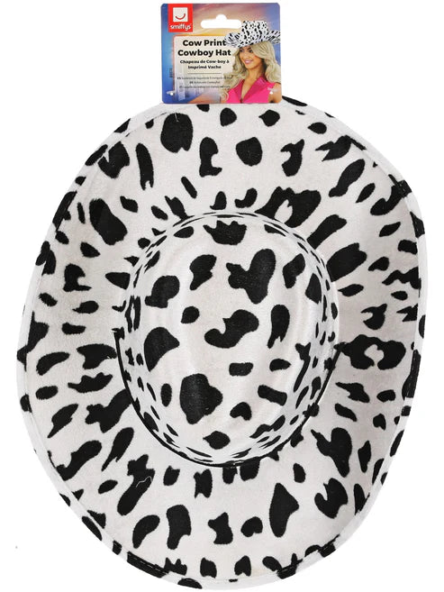 Cow Print Cowboy Hat with Cord Cowgirl Costume Accessory 4