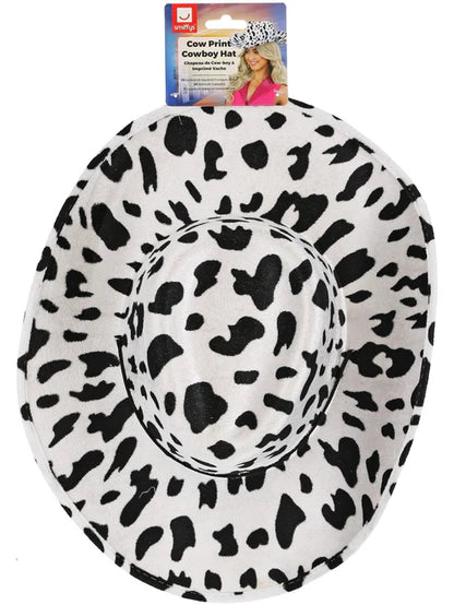 Cow Print Cowboy Hat with Cord Cowgirl Costume Accessory 4