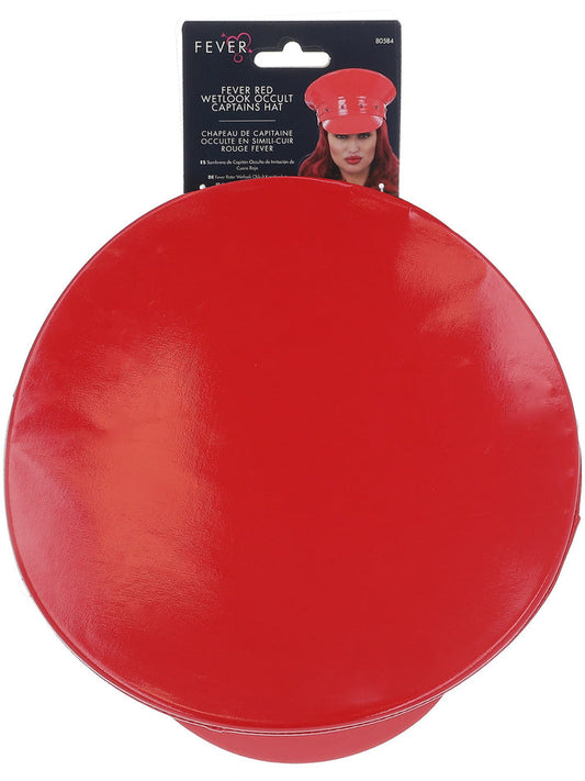 Red Wetlook Studded Captains Hat Adult Costume Accessory 2