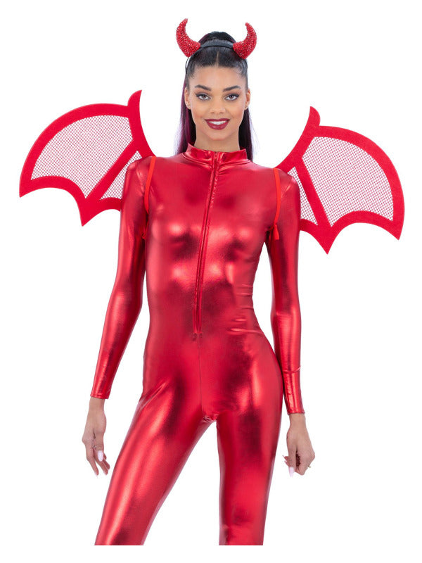 Red Mesh Devil Wings on Elastic 100x40cm 1