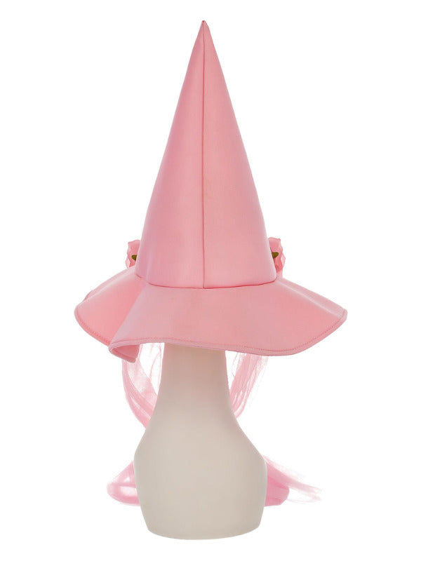 Pink Floral Good Witch Hat with Mesh Bow 3