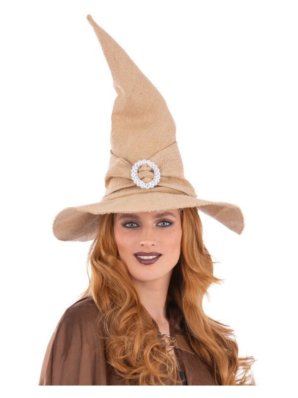 Burlap Witch Hat with Buckle 1