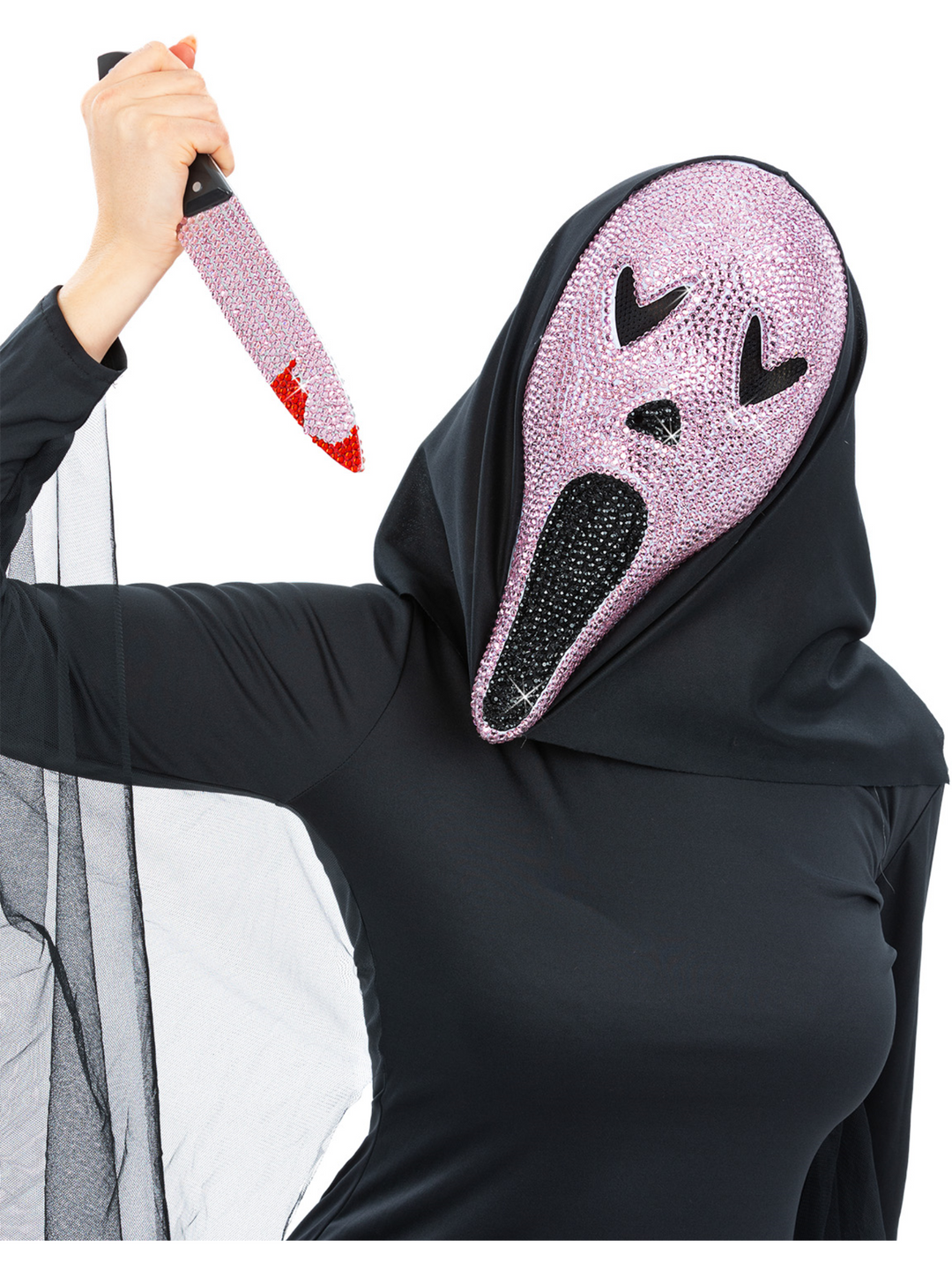 Pink Jewelled Scream Movie Kit with Mask + Knife