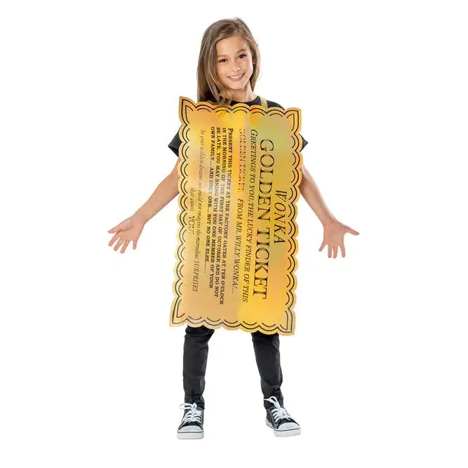Willy Wonka Golden Ticket Costume Kids 1