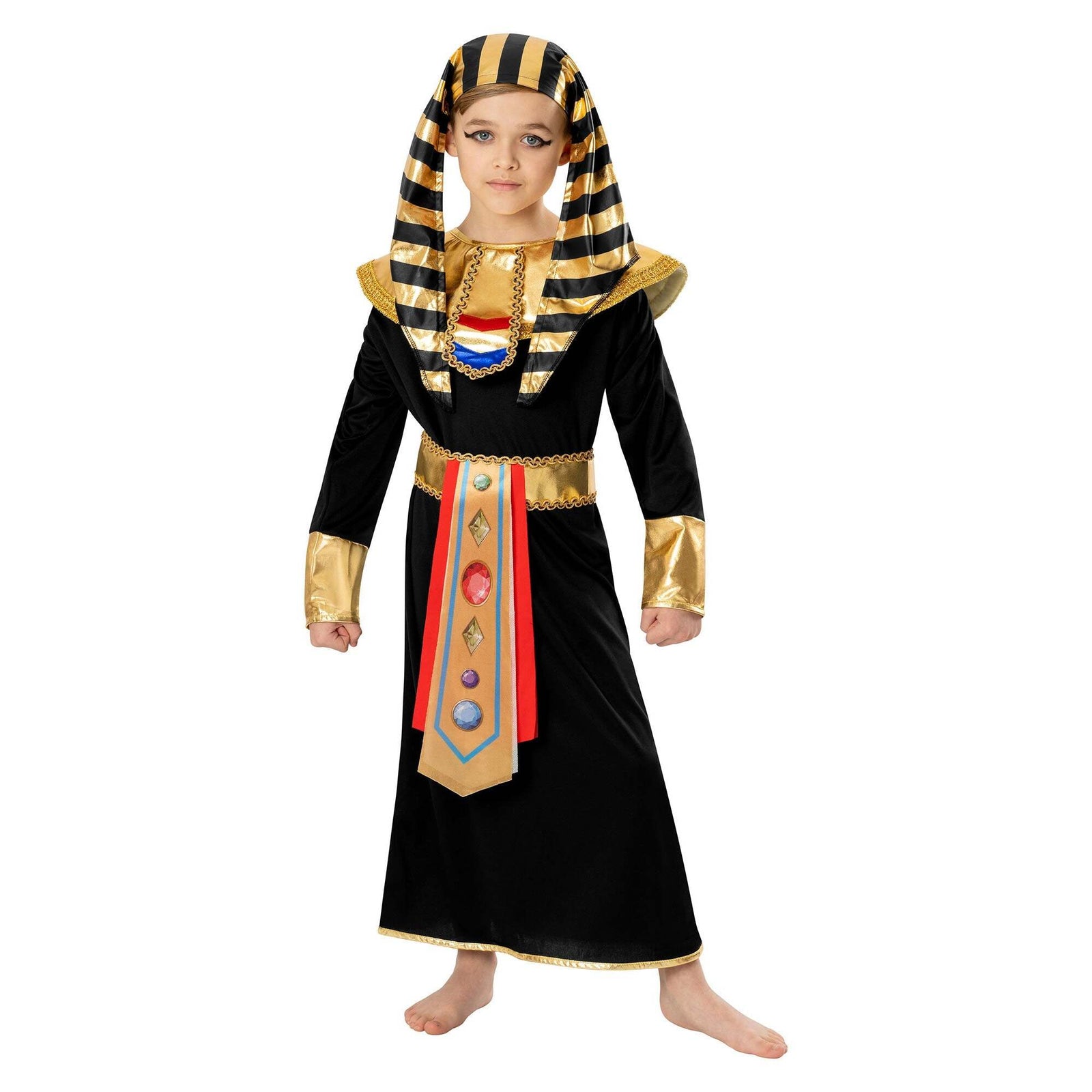 Black Pharaoh Costume Boy Egyptian Dress Up 1