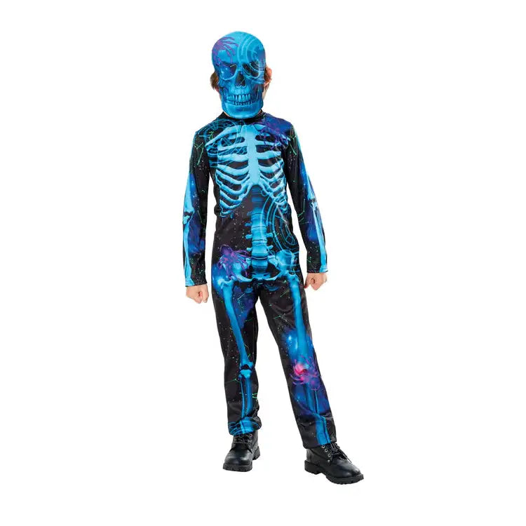Neon Blue Skeleton Costume Boys 1