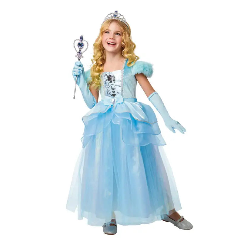 Kids Blue Princess Costume Medieval Royalty Dress 1
