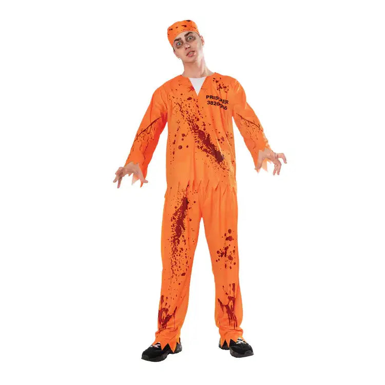 Bloody Convict Costume Mens Orange Prisoner 1