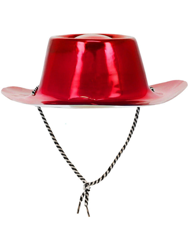 Red Metallic Cowboy Hat Cowgirl Adult Costume Accessory 3