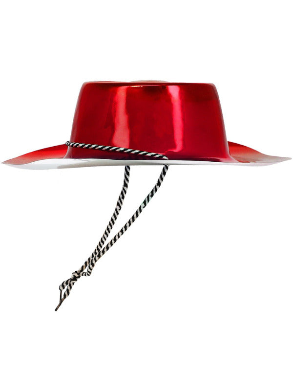 Red Metallic Cowboy Hat Cowgirl Adult Costume Accessory