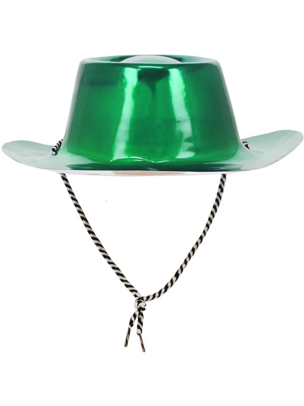 Green Metallic Cowboy Hat with Cord Cowgirl Costume Accessory 3