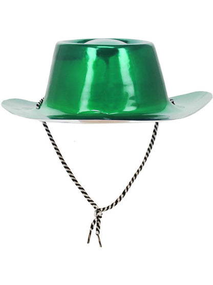 Green Metallic Cowboy Hat with Cord Cowgirl Costume Accessory 3