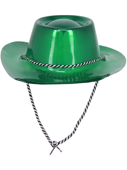 Green Metallic Cowboy Hat with Cord Cowgirl Costume Accessory 4