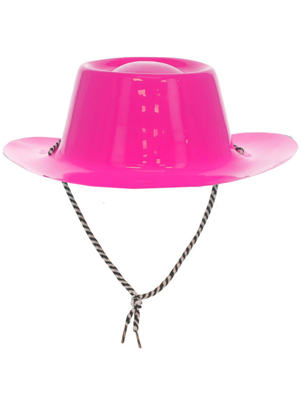 Neon Pink Cowboy Hat with Cord Adult Cowgirl Costume Accessory Daisy Duke 3