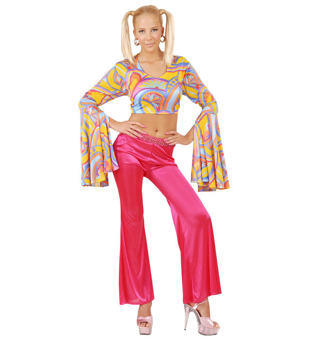 Bell-Bottoms Pants Stretch Fabric - 3 Colors Ass.: Pink, Blue, Orange