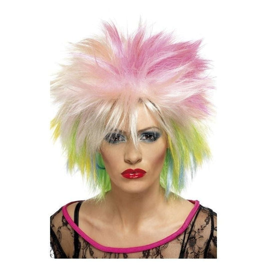 80s Attitude Adult Multi Coloured Short and Spiky Bold Retro Fun Wig 1