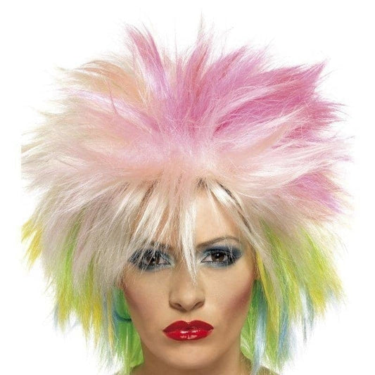80s Attitude Adult Multi Coloured Short and Spiky Bold Retro Fun Wig 2