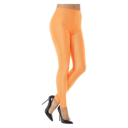 80s Disco Spandex Leggings Neon Orange Adult 1
