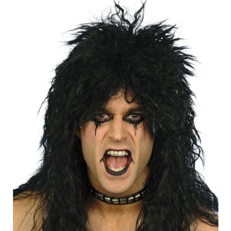 80s Hard Rocker Wig Adult Black_1