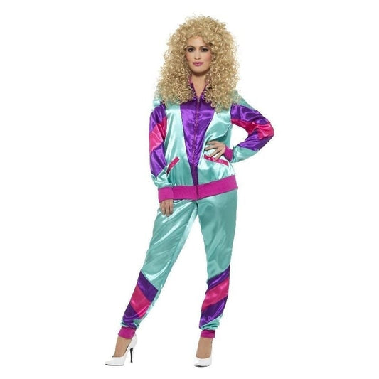 Shell Suit Costume Ladies Teal Purple Jacket and Trousers 80s Height of Fashion 1