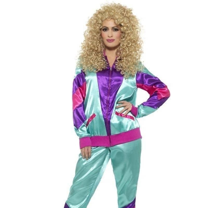 80s Height Of Fashion Shell Suit Costume Female Adult Teal Purple_1