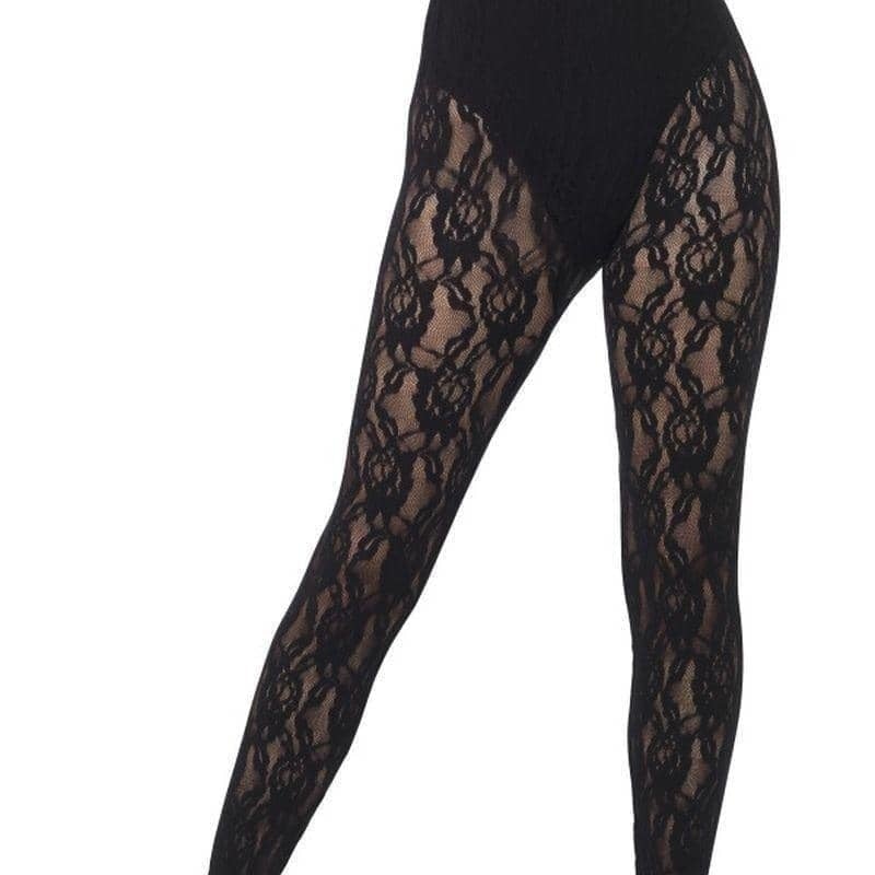 80s Lace Leggings Adult Black Footless Accessory 1