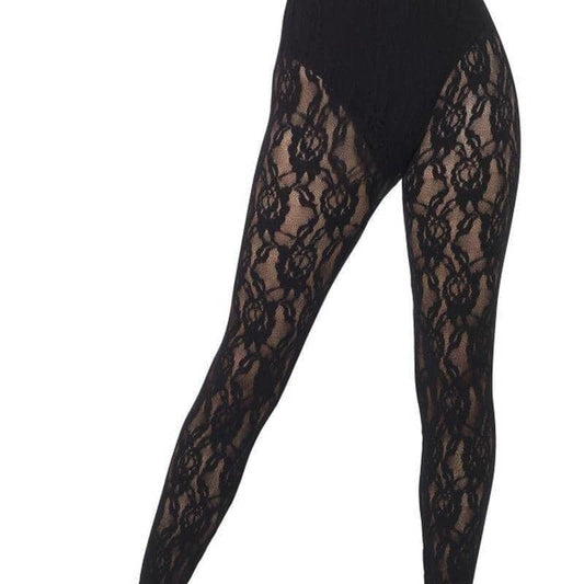 80s Lace Leggings Adult Black Footless Accessory 1