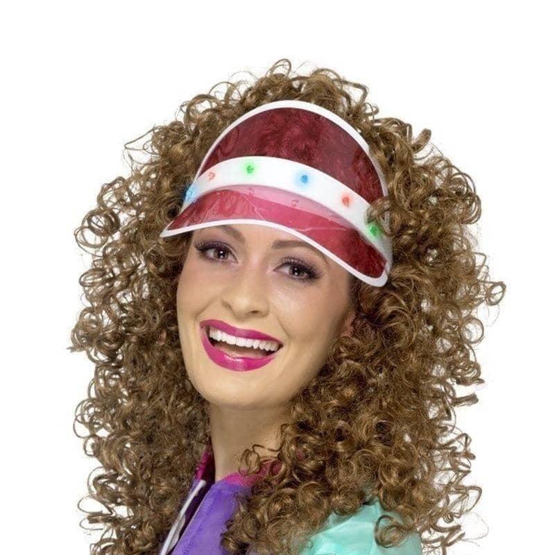 80s Light Up Visor Pink Adult Multi-Function LED Lights 2