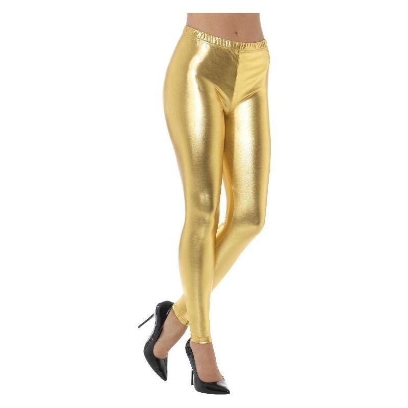 80s Gold Metallic Disco Leggings Footless 1