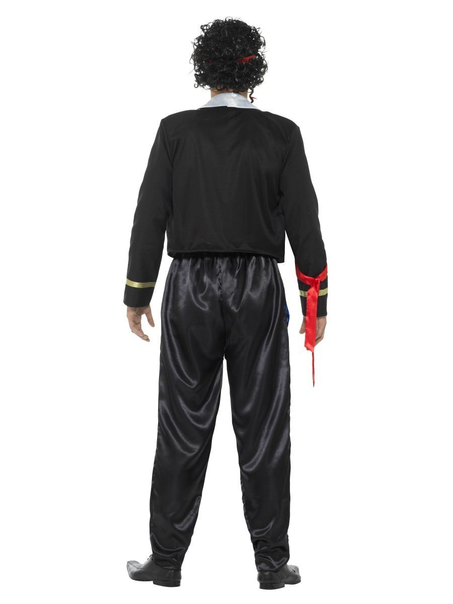80s New Romantic Costume Adult Black Jacket with White Faux Shirt Trousers and Headband 3