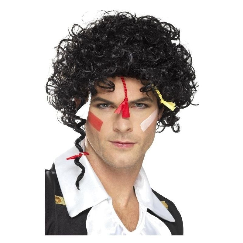 80s New Romantic Wig Adult Black Adam Ant Costume Hair 1