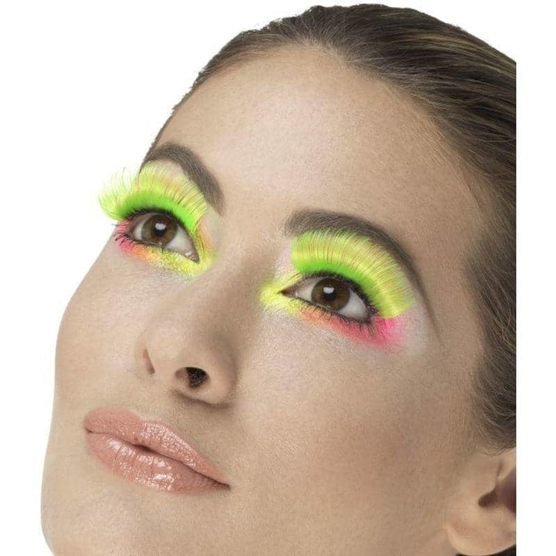 80s Party Eyelashes Adult Neongreen 1