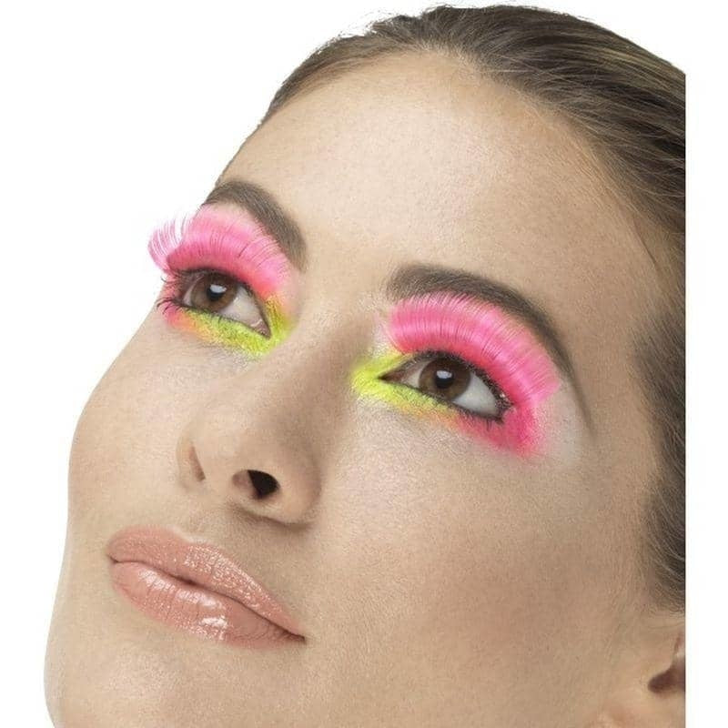 80s Party Eyelashes Adult Neonpink 1