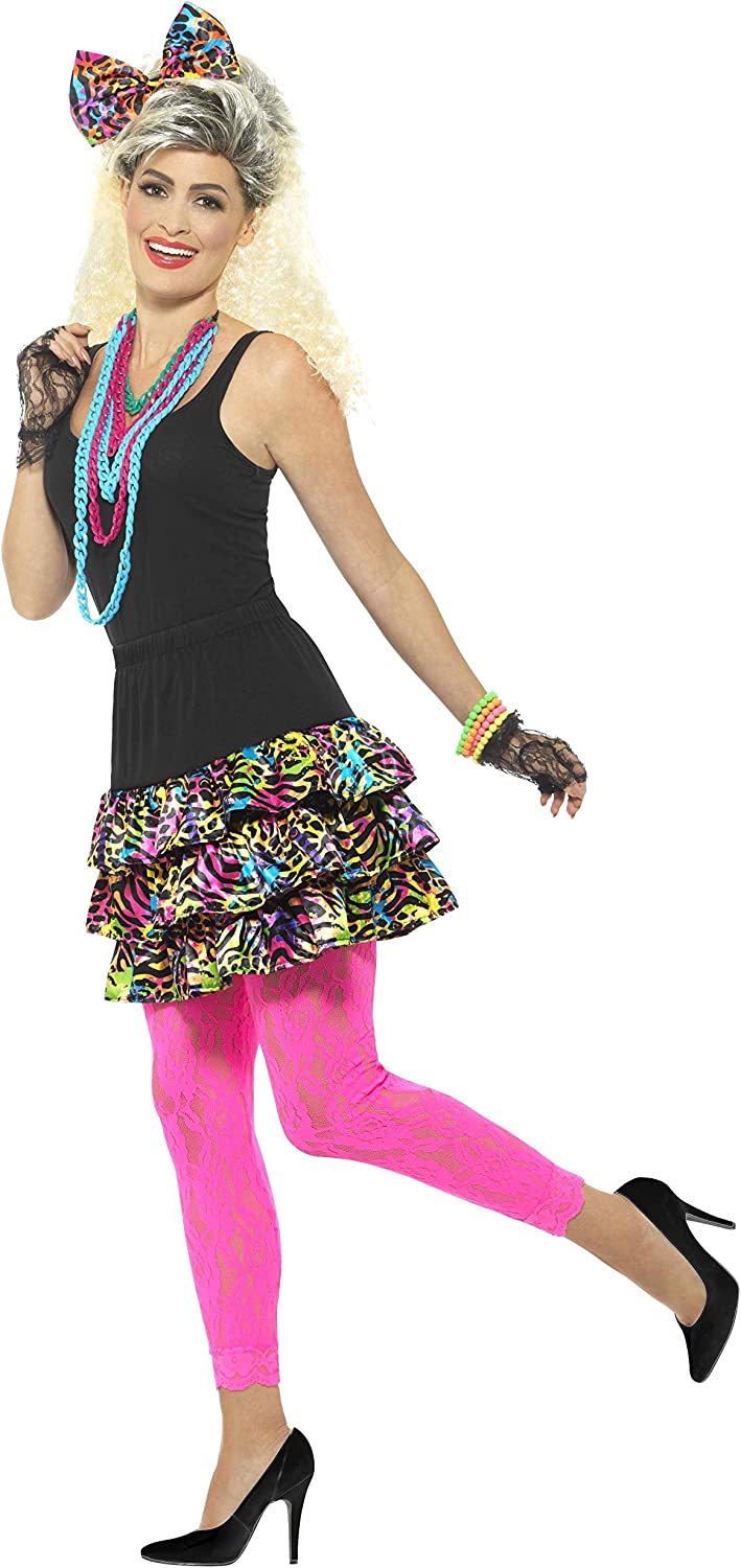 80s Party Girl Vibrant Skirt Headpiece Necklace Adult Kit 2