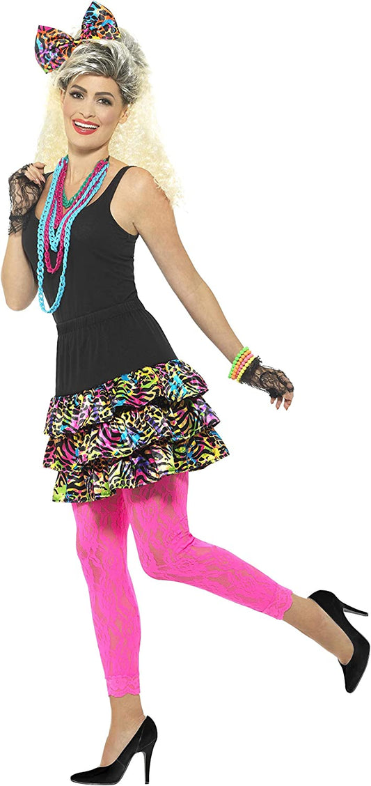 80s Party Girl Vibrant Skirt Headpiece Necklace Adult Kit 2